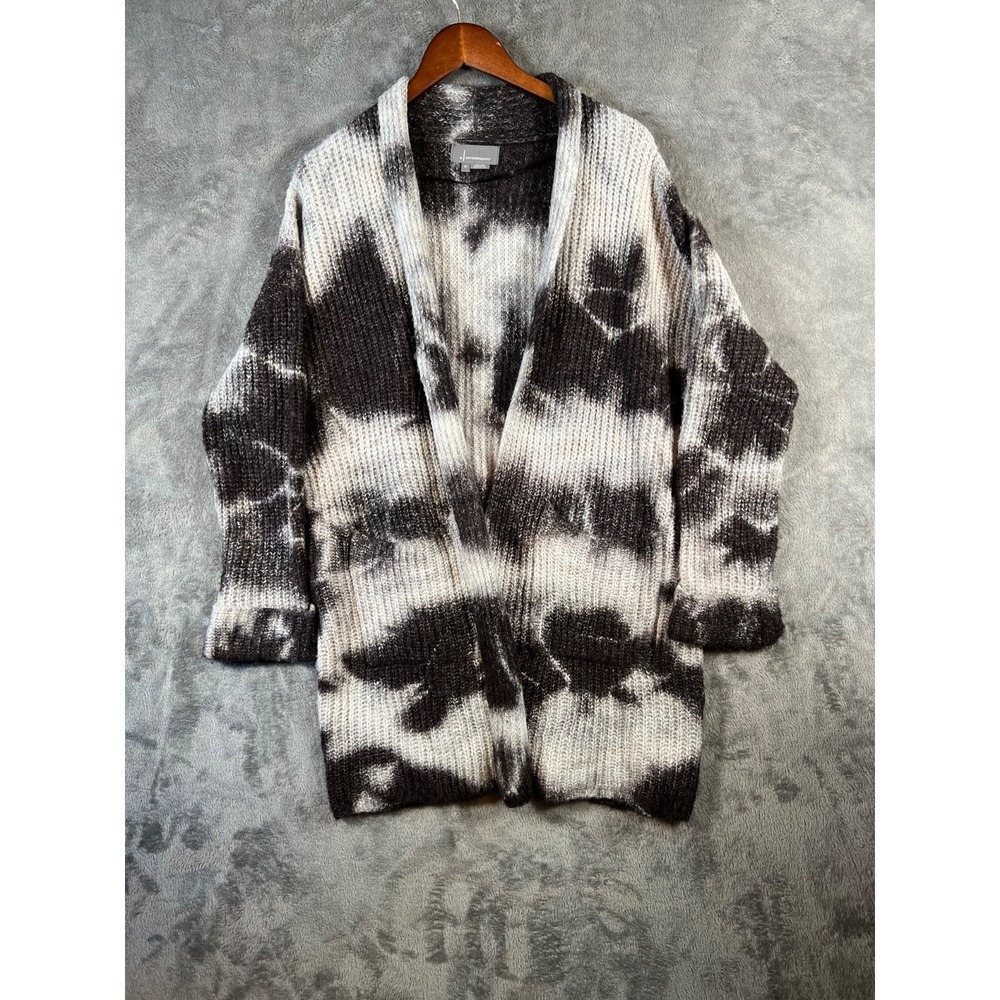 Anthropologie Sweater Womens XS Gray Avalon Tie-Dye Long Cardigan Oversized